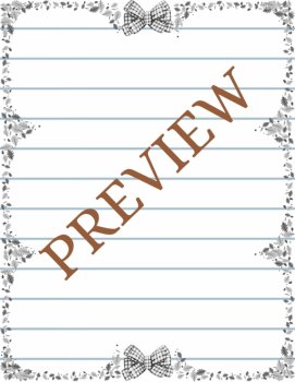Autumn Leaves & Bows! Stationery Pages 6 Printable Writing Papers (Color/B&W), image 3