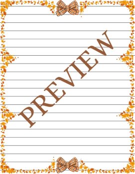 Autumn Leaves & Bows! Stationery Pages 6 Printable Writing Papers (Color/B&W), image 4