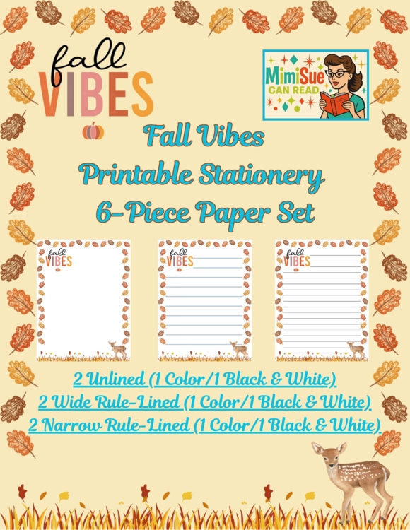 Fall Vibes! Stationery Pages 6 Printable Writing Papers (Color/B&W)