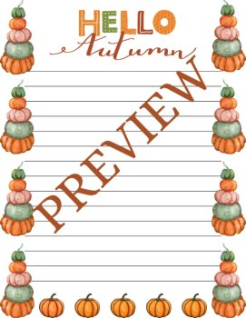 Cozy Autumn Stationery 18 Printable Writing Papers (Color/B&W) (Lined/Unlined), image 4