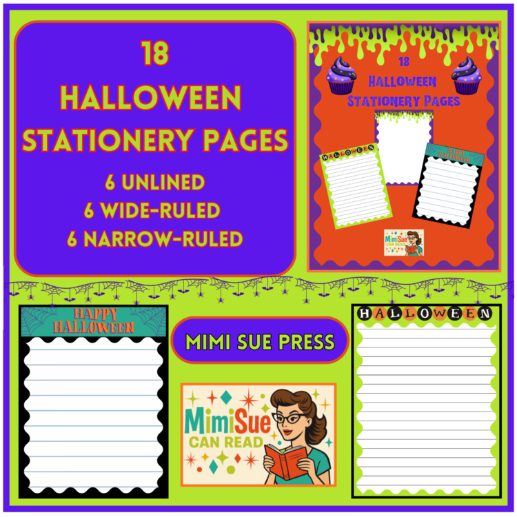 18 Halloween Stationery Pages Papers (Color/Black & White) (Lined/Unlined)