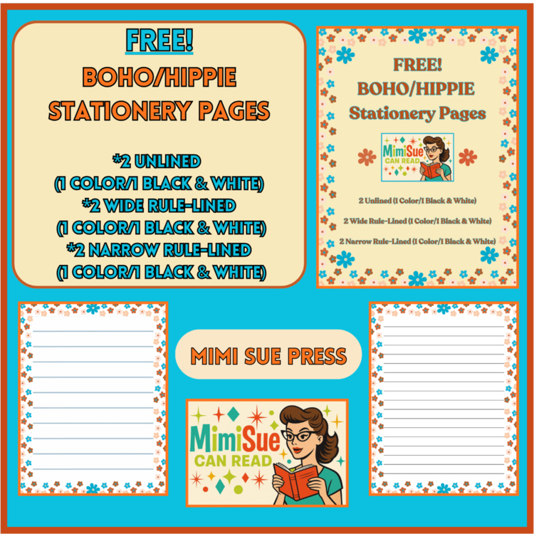 FREE BOHO/Hippie Stationery Set Printable Papers (Color/Black & White)