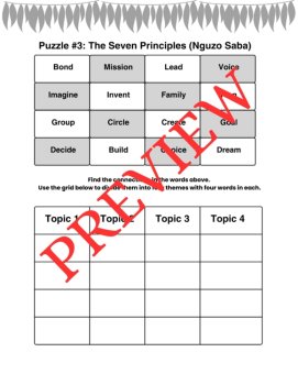 10 Kwanzaa Word Connections Puzzles SET 5 (Holiday/Party Game), image 3