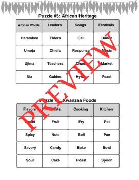 10 Kwanzaa Word Connections Puzzles SET 5 (Holiday/Party Game), image 4
