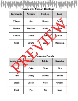 10 Kwanzaa Word Connections Puzzles SET 4 (Holiday/Party Game), image 4