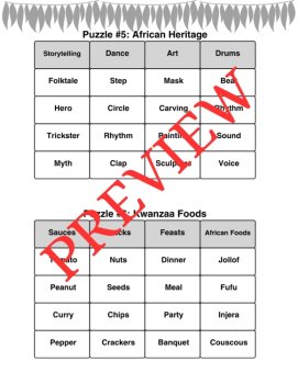 10 Kwanzaa Word Connections Puzzles SET 3 (Holiday/Party Game), image 4