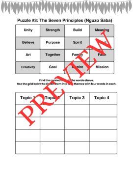 10 Kwanzaa Word Connections Puzzles SET 2 (Holiday/Party Game), image 3