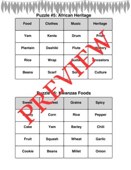 10 Kwanzaa Word Connections Puzzles SET 2 (Holiday/Party Game), image 4