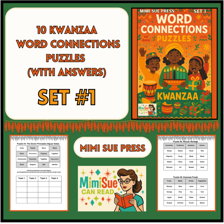 Kwanzaa Fun! Engage Students with 10 Word Connections Puzzles (SET 1)