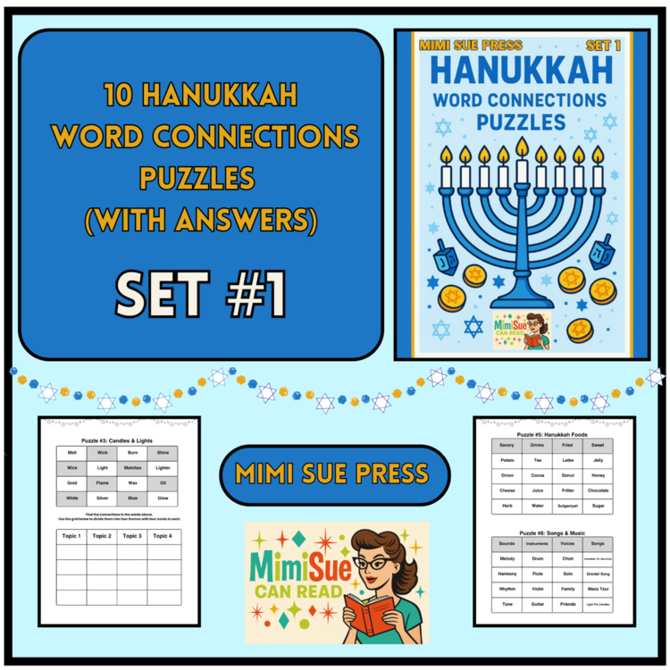 Hanukkah Word Connections Puzzles/Set 1 (Holiday Party Game) No-Prep Fun
