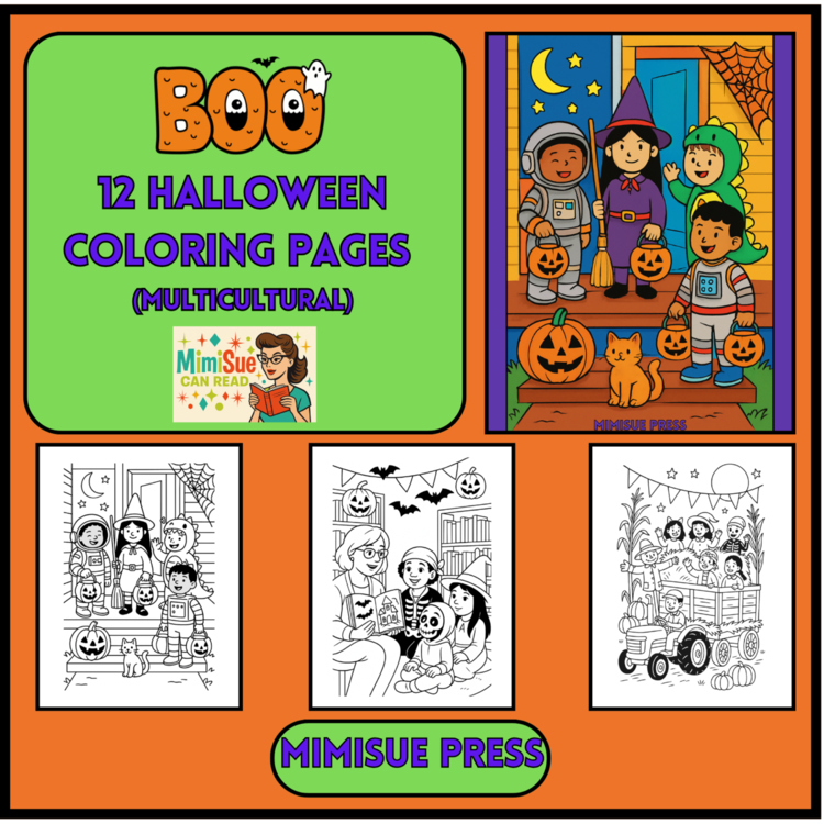 12 Halloween Coloring Pages (Multicultural)
