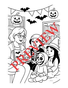 12 Halloween Coloring Pages (Multicultural), image 3