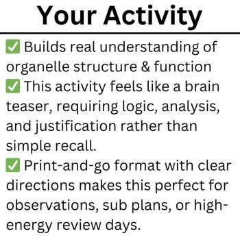 Cell Organelles Logic Puzzle - Determine the Mystery Organelle Activity, image 2