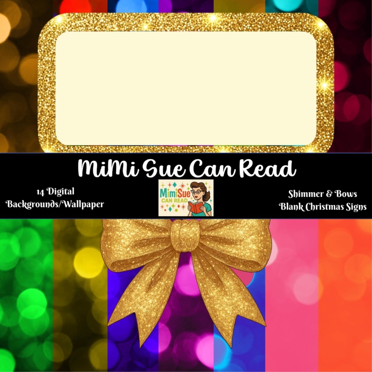 Shimmer & Bows Blank Christmas Signs 14 Digital Wallpapers/Backgrounds 300 dpi