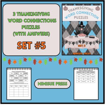3 Thanksgiving Word Connections Puzzles SET 5 (Holiday/Party Game), image 2
