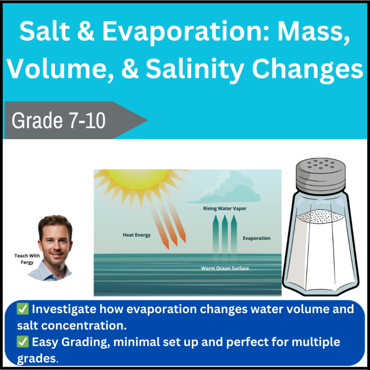 Salt & Evaporation: Mass, Volume, & Salinity Changes - A Water Cycle Lab