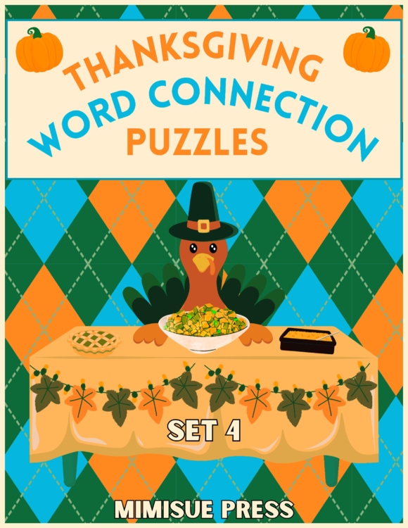 3 Thanksgiving Word Connections Puzzles SET 4 (Holiday/Party Game)