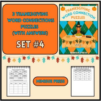 3 Thanksgiving Word Connections Puzzles SET 4 (Holiday/Party Game), image 2
