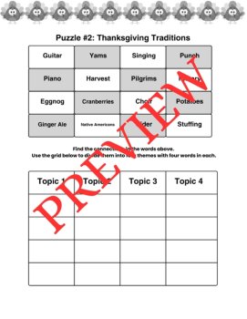 3 Thanksgiving Word Connections Puzzles SET 4 (Holiday/Party Game), image 3