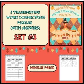 3 Thanksgiving Word Connections Puzzles SET 3 (Holiday/Party Game), image 2