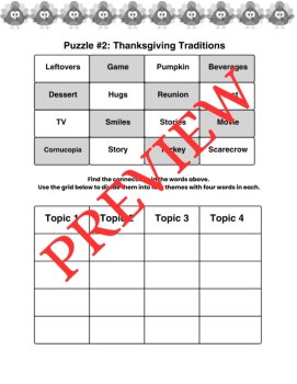 3 Thanksgiving Word Connections Puzzles SET 3 (Holiday/Party Game), image 3