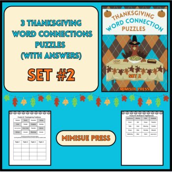 3 Thanksgiving Word Connections Puzzles SET 2 (Holiday/Party Game), image 2