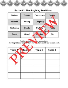 3 Thanksgiving Word Connections Puzzles SET 1, image 2