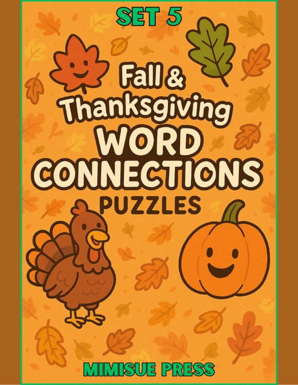10 Fall & Thanksgiving Word Connections Puzzles SET 5 (Holiday/Party Game)