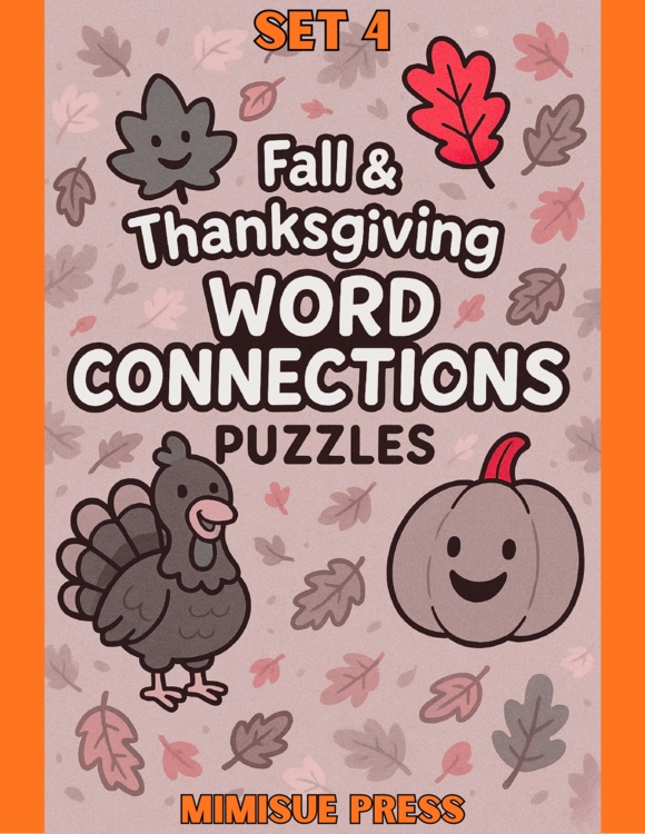 10 Fall & Thanksgiving Word Connections Puzzles SET 4 (Holiday/Party Game)