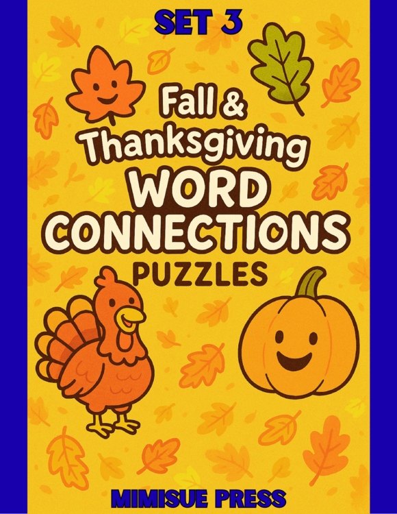 10 Fall & Thanksgiving Word Connections Puzzles SET 3 (Holiday/Party Game)