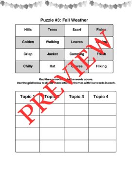 10 Fall & Thanksgiving Word Connections Puzzles SET 3 (Holiday/Party Game), image 2