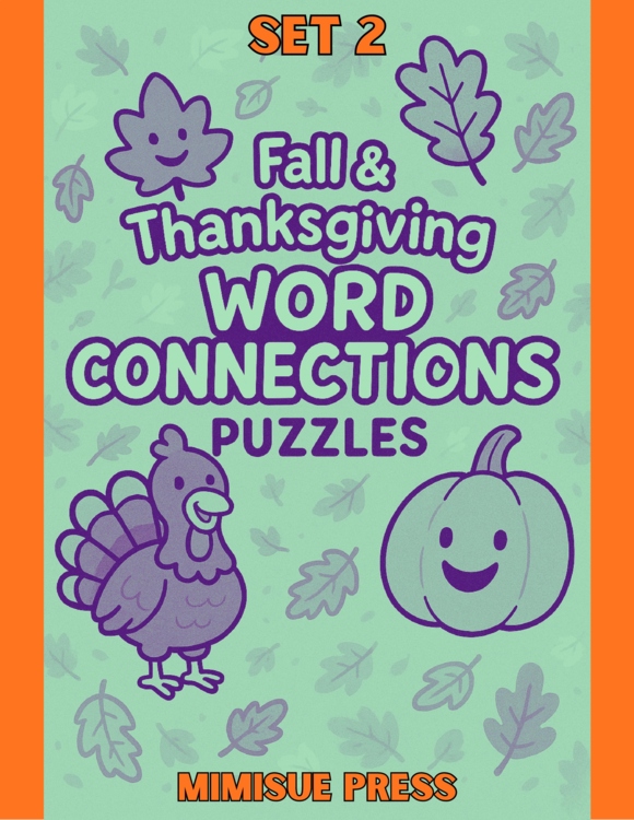 10 Fall & Thanksgiving Word Connections Puzzles SET 2 (Holiday/Party Game)