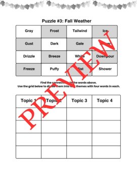 10 Fall & Thanksgiving Word Connections Puzzles SET 2 (Holiday/Party Game), image 2