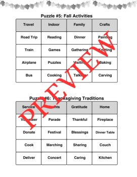 10 Fall & Thanksgiving Word Connections Puzzles SET 2 (Holiday/Party Game), image 3