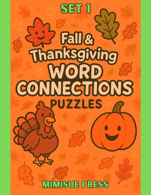 10 Fall & Thanksgiving Word Connections Puzzles SET 1 (Holiday/Party Game)