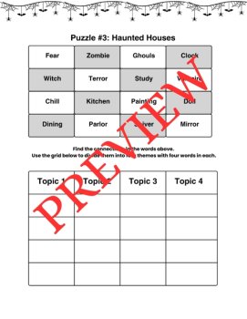 10 Halloween Word Connections Puzzles SET 5 (Holiday/Party Game), image 2