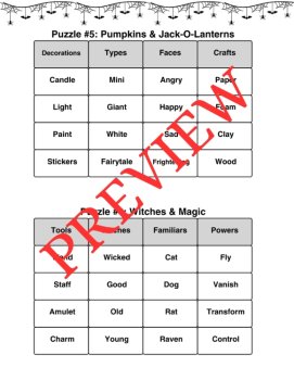 10 Halloween Word Connections Puzzles SET 4 (Holiday/Party Game), image 3