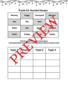 10 Halloween Word Connections Puzzles SET 2 (Holiday/Party Game), image 2