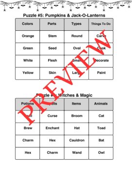 10 Halloween Word Connections Puzzles SET 1 (Holiday/Party Game), image 3