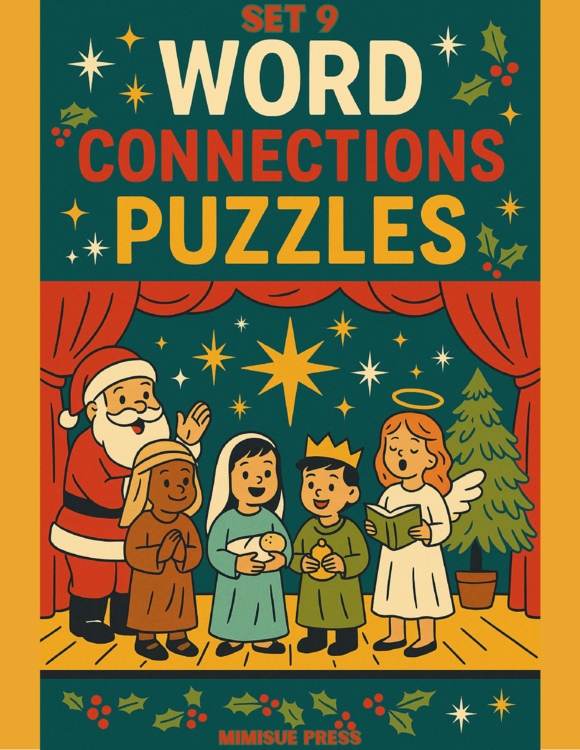 10 Christmas Word Connections Puzzles SET 9 (Holiday/Party Game)