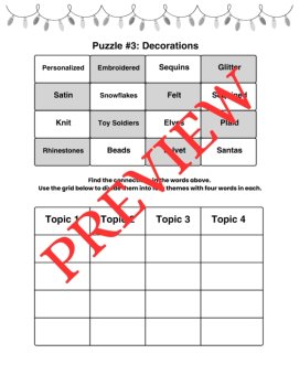 10 Christmas Word Connections Puzzles SET 9 (Holiday/Party Game), image 2