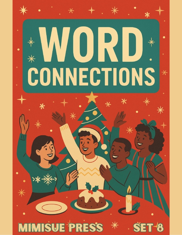 10 Christmas Word Connections Puzzles SET 8 (Holiday/Party Game)