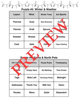 10 Christmas Word Connections Puzzles SET 7 (Holiday/Party Game), image 3