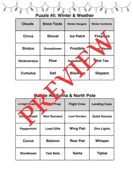 10 Christmas Word Connections Puzzles SET 6 (Holiday/Party Game), image 3