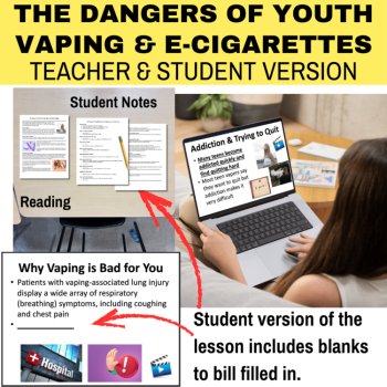 The Dangers of Youth Vaping and e-Cigarettes Lesson | 6th, 7th, 8th Grade, image 2
