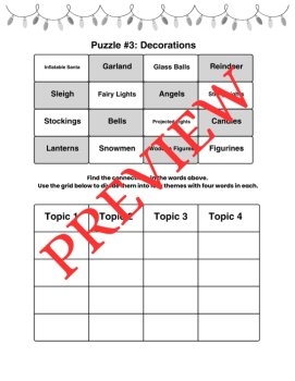 10 Christmas Word Connections Puzzles SET 2 (Holiday/Party Game), image 2