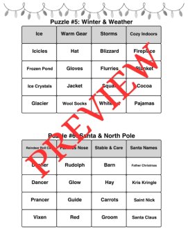 10 Christmas Word Connections Puzzles SET 2 (Holiday/Party Game), image 3