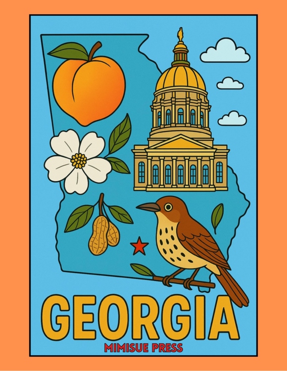 46 Georgia State Symbols Coloring Pages (Words & Pictures)