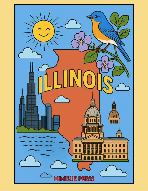 42 Illinois State Symbols Coloring Pages (Words & Pictures)