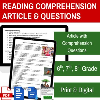 Taxonomy and Classification of Living Things Reading | 6th, 7th, 8th Grade, image 2